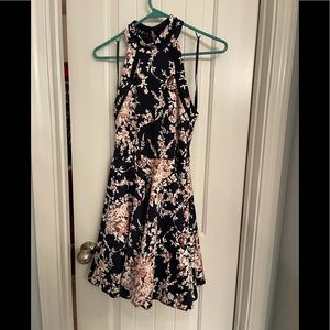 B. Darlin fit and flare floral navy midi dress